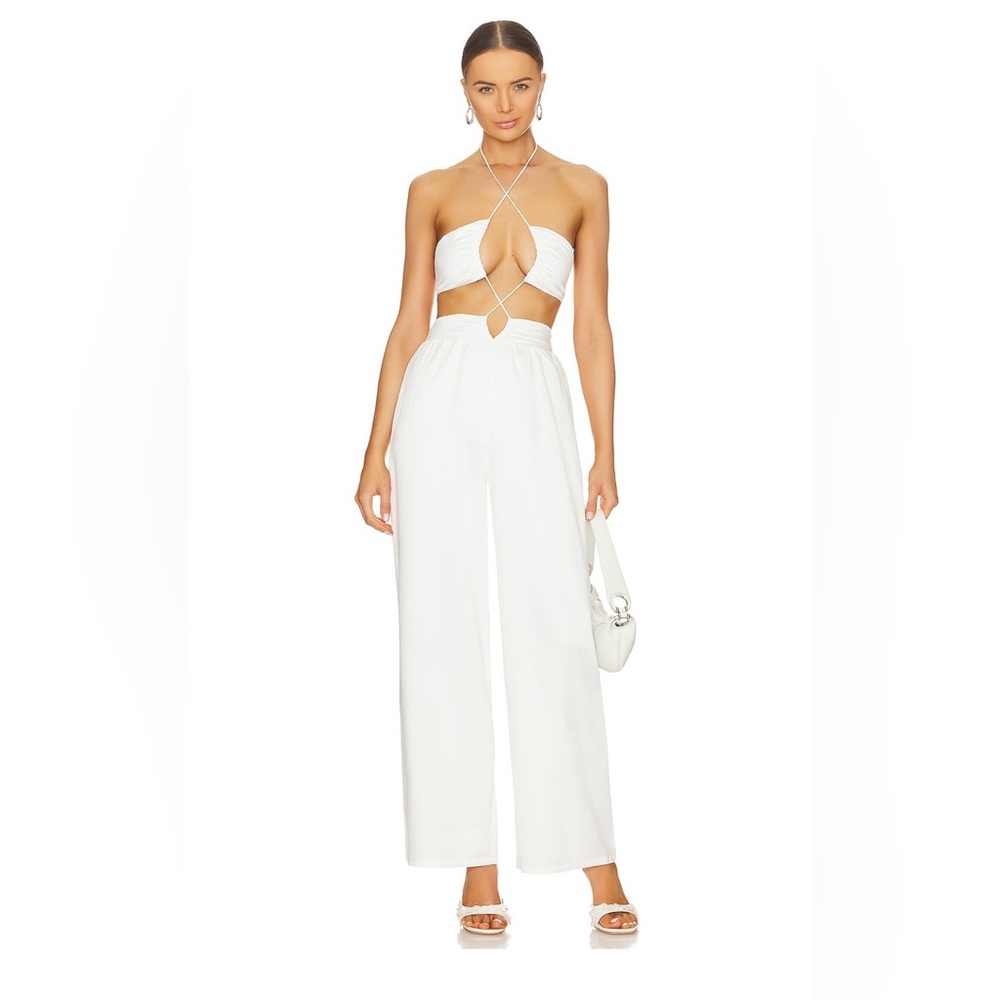 Superdown tie jumpsuit with cut out detail